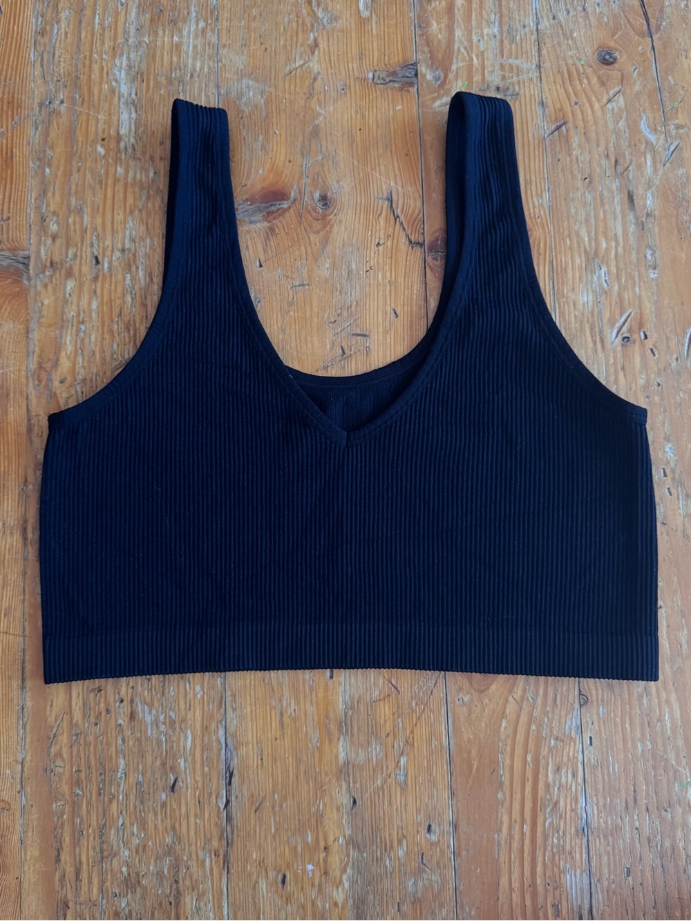 Colsie Black Ribbed V-Neck Crop Top SZ XL
